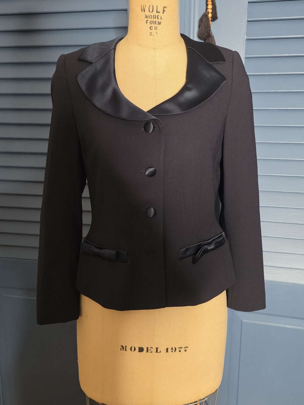 Vintage Escada Couture Structured Evening Blazer with Satin Details
